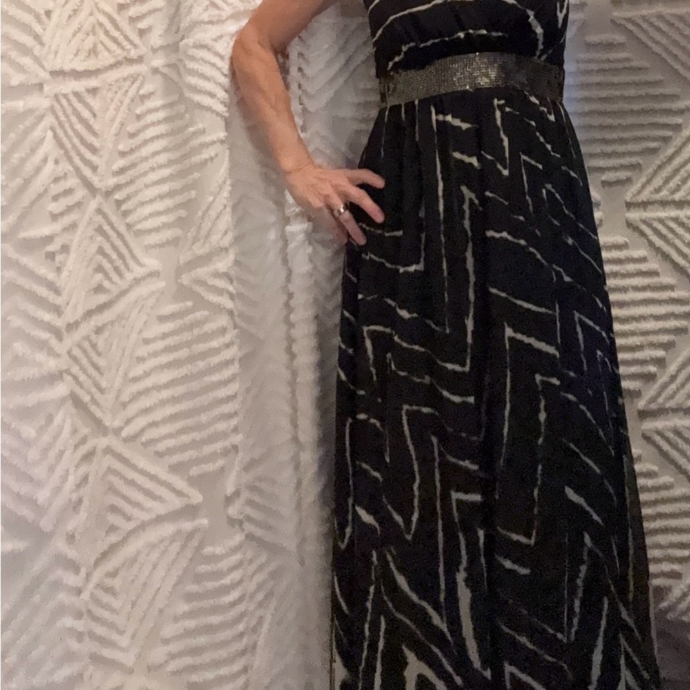 Express Black and White Patterned Maxi Dress
